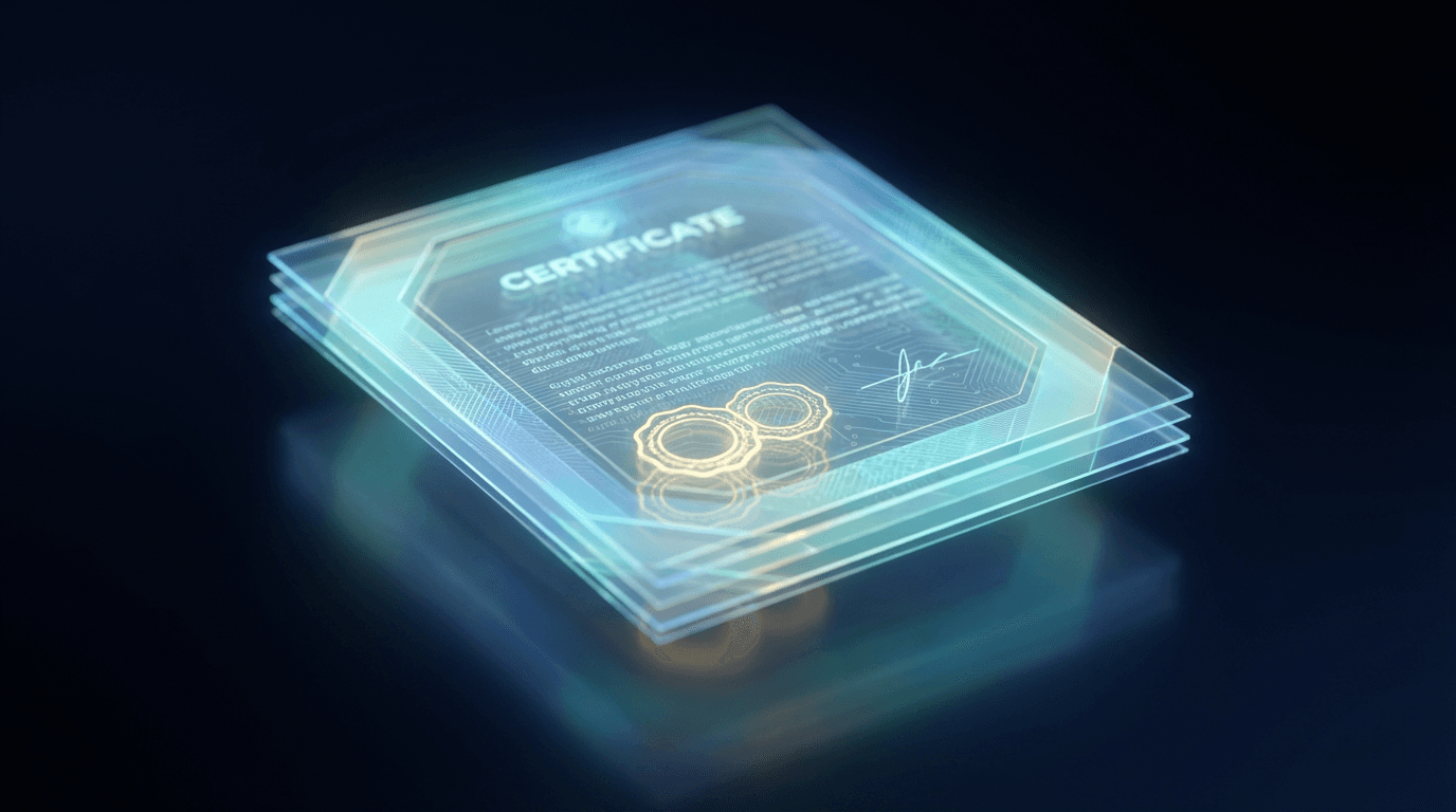 Digital fingerprint hologram over binary code technology background